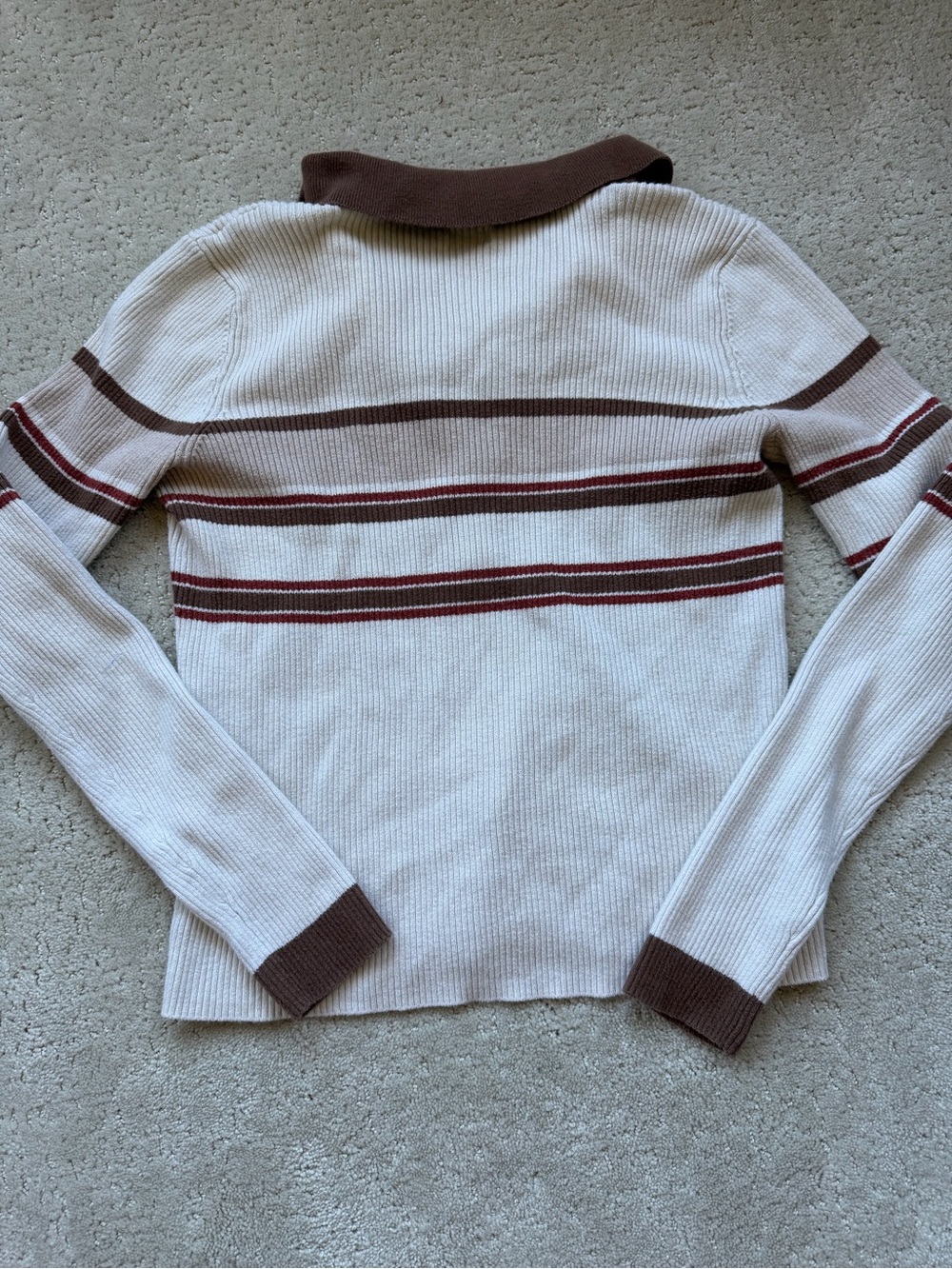 Faherty Cotton Cashmere Rib Knit Collared Henley Sweater - Picture 4 of 6
